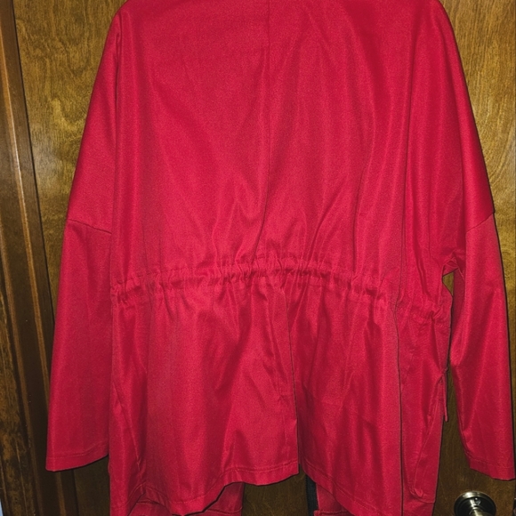 Red Cinch Waist Fall/Spring Jacket - Zip Up - Picture 2 of 3